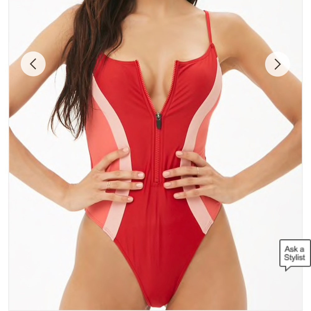 Red one piece bathing suit